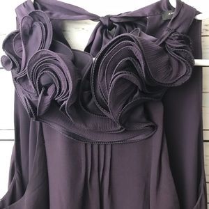 Plum ruffled halter top with tie back